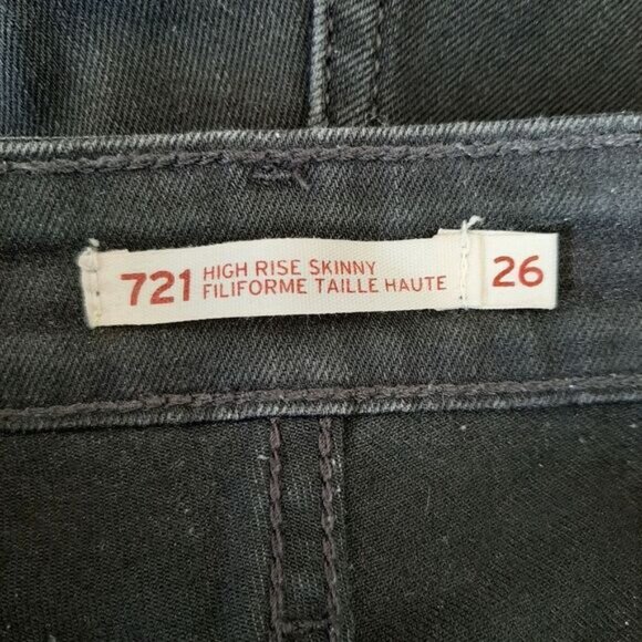 LEVI'S 721 High Rise Skinny Black Jeans Pants Neutral Sz 26 Flawed - Picture 14 of 16